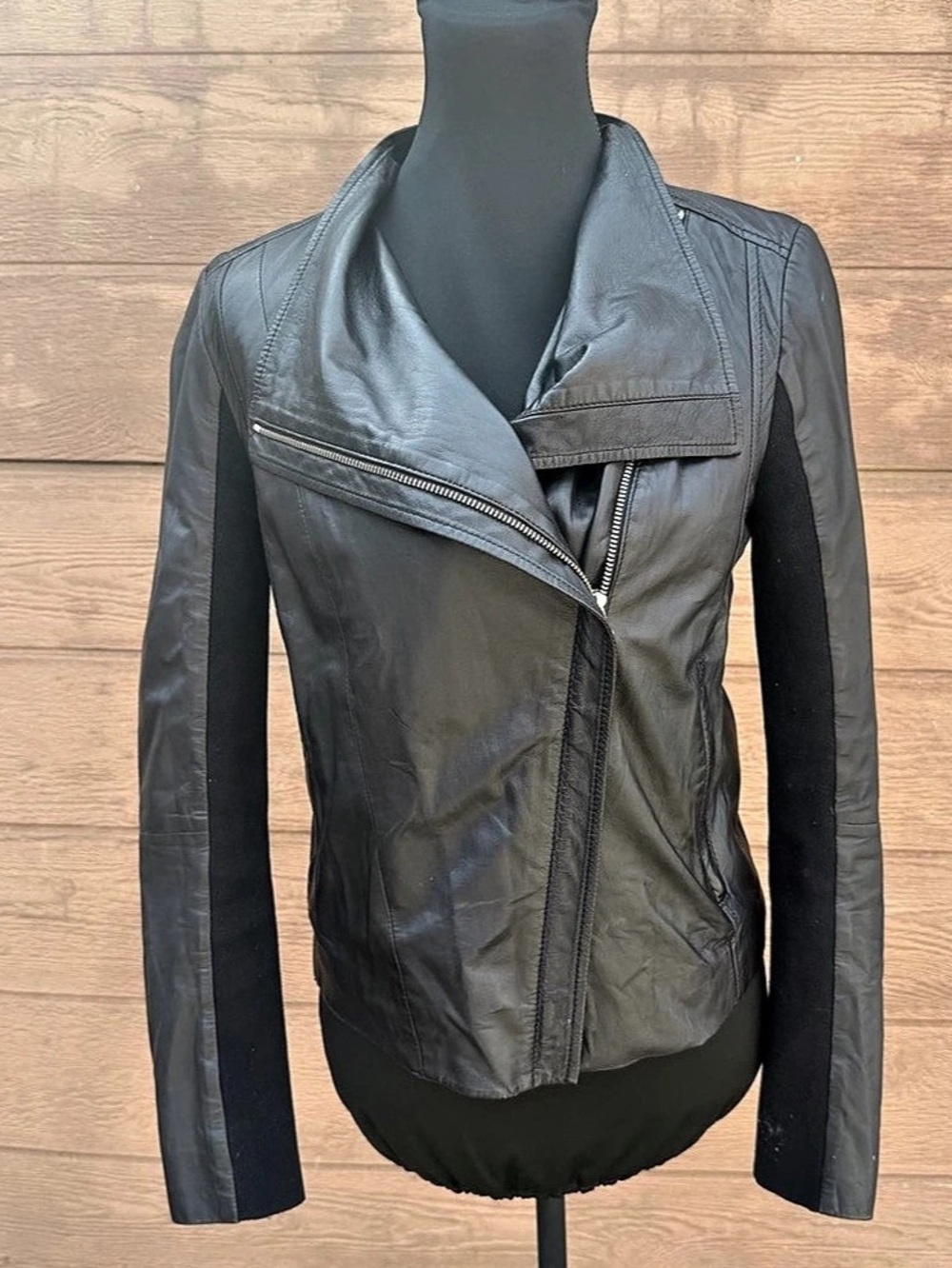 Trouvé Leather Moto Jacket in Black Size Small